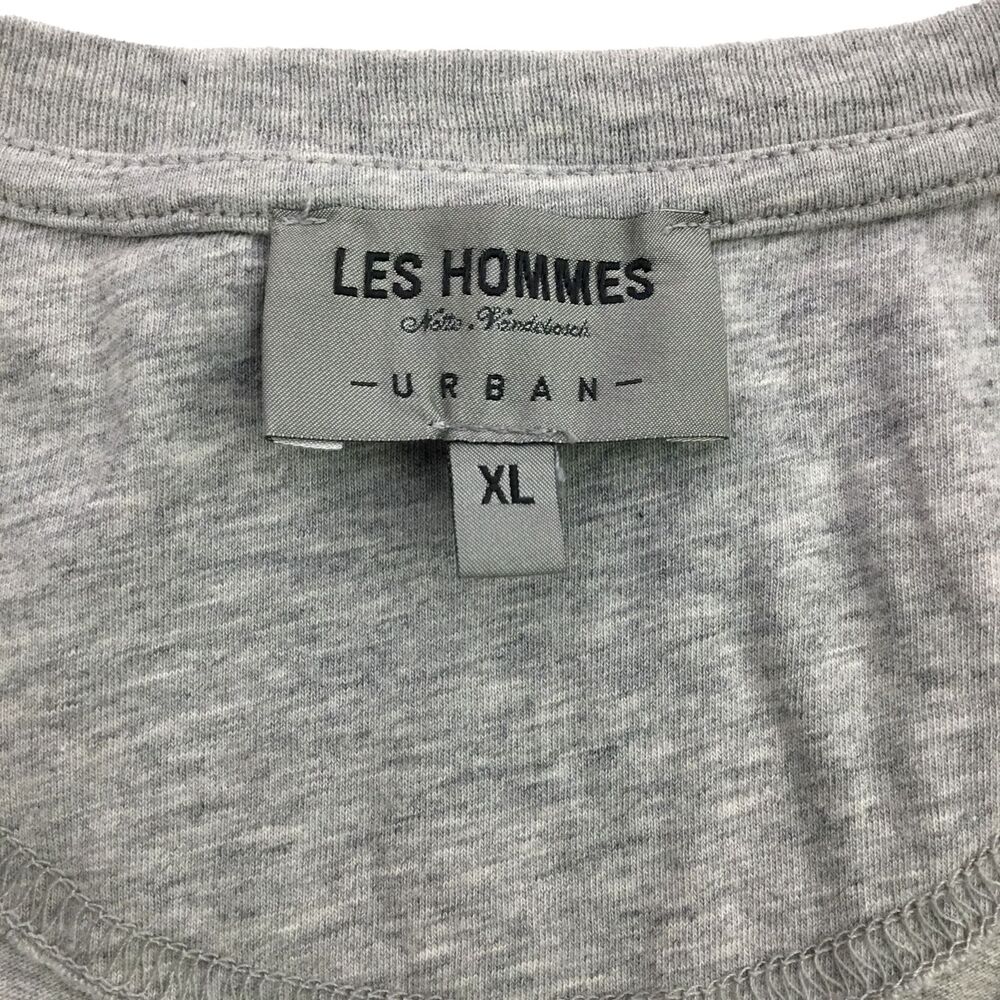 LES HOMMES Urban T-Shirt Mens XL V-Neck Gray Heather Short Sleeve Logo Slim Fit - Picture 6 of 8
